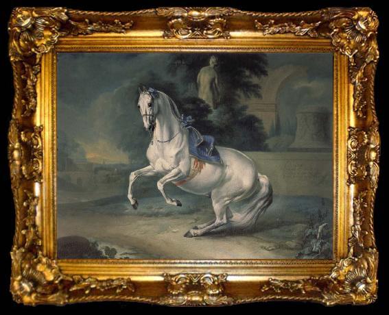 framed  Johann Georg von Hamilton The women stallion Leal in the Levade, ta009-2